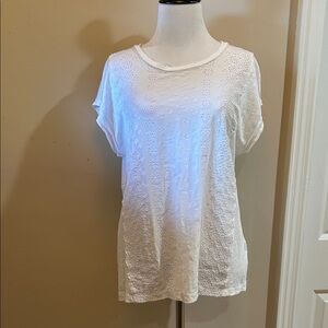 J Jill Chic White Eyelet Women's Short Sleeve Top